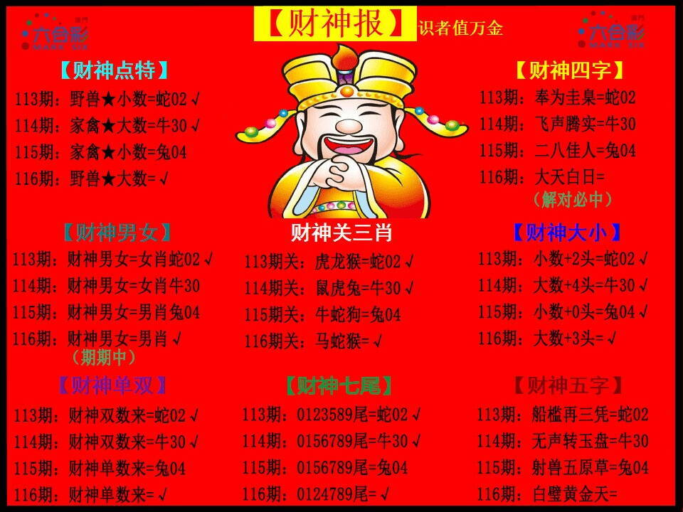 澳彩图库 2026 财神报